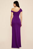 Plum Mermaid increspato monospalla abito lungo formale