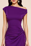 Plum Mermaid increspato monospalla abito lungo formale