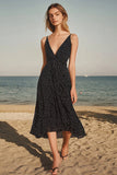 Nero Bianco Dots A Line V Neck Chiffon Abito estivo