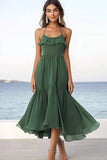 Halter Eucalyptus Chiffon A Line Ruffed Summer Dress