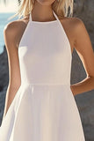 Chiffon A Line Halter Semplice Tubino Bianco