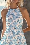 Chiffon A Line Halter Semplice Tubino Bianco
