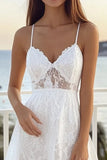 Pizzo bianco A Line Spaghetti Straps Abito da laurea