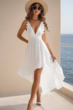 A Line V Neck arruffato chiffon Abito da laurea