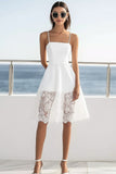 A Line Spaghetti Straps Bianco Pizzo Laurea Abito