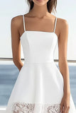 A Line Spaghetti Straps Bianco Pizzo Laurea Abito