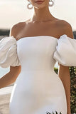 Aderente Bianco Off The Shoulder Abito corto di laurea