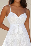 Pizzo A Line Bianco Spaghetti Straps Abito Laurea
