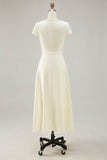Daffodil A Line Boat Neck Vintage Abito da lavoro lungo in raso