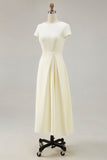 Daffodil A Line Boat Neck Vintage Abito da lavoro lungo in raso