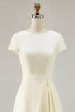 Daffodil A Line Boat Neck Vintage Abito da lavoro lungo in raso