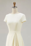 Daffodil A Line Boat Neck Vintage Abito da lavoro lungo in raso