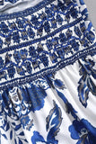 Bianco Blu Floreale Halter A Line Abito Estivo