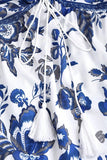 Bianco Blu Floreale Halter A Line Abito Estivo
