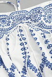 Bianco Blu Floreale Halter A Line Abito Estivo
