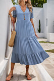 Grigio Blu A Line V-Neck Abito estivo