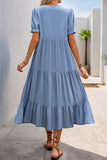 Grigio Blu A Line V-Neck Abito estivo