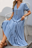 Grigio Blu A Line V-Neck Abito estivo