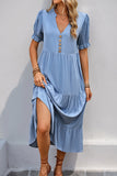 Grigio Blu A Line V-Neck Abito estivo