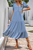 Grigio Blu A Line V-Neck Abito estivo