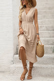 Abito estivo midi kaki con scollo a V A Line