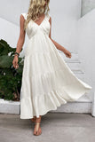 Abito estivo lungo bianco con scollo a V A Line