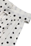Abito estivo bianco a pois neri con fiocco