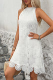 Halter Bianco A Line Mini Pizzo Abito Estivo