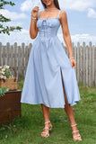 Blu A Line Corsetto Abito estivo con spacco