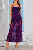 Abito estivo lungo floreale fucsia a linea