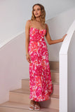 Fucsia Spaghetti Straps Floral Summer Dress