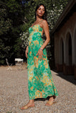 Fucsia Spaghetti Straps Floral Summer Dress