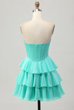 Verde A Line Sweetheart corsetto Abito da Cocktail con perline