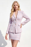 2 pezzi Tweed rosa chiaro Homecoming Outfits con frange