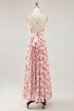 Blush fiore pieghettato una linea di spaghetti cinghie abito da sposa ospite