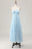 Sky Blue Halter A Line Abito da sposa lungo da sposa