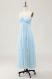 Sky Blue Halter A Line Abito da sposa lungo da sposa