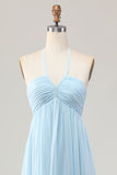 Sky Blue Halter A Line Abito da sposa lungo da sposa