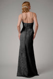 Dusty Blue guaina Spaghetti Straps Abito da damigella d'onore con fessura