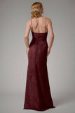 Dusty Blue guaina Spaghetti Straps Abito da damigella d'onore con fessura