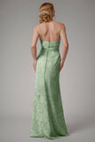 Dusty Blue guaina Spaghetti Straps Abito da damigella d'onore con fessura