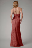 Dusty Blue guaina Spaghetti Straps Abito da damigella d'onore con fessura