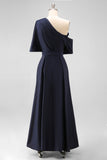 Nero A Line Satin Madre Dell'abito Da Sposa Con Tasche