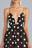 Caffè A-Line Spaghetti Straps Bianco Polka Dots Dress