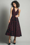 Nero Rosso A Line A V Neck Polka Dots Dress