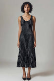 Scoop Neck Nero Bianco Polka Dots Dress