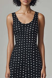 Scoop Neck Nero Bianco Polka Dots Dress
