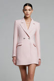 Abito corto blazer a matita con risvolto dentato rosa