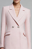 Abito corto blazer a matita con risvolto dentato rosa