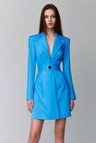 Blu Maniche Lunghe Risvolto Corto Blazer Abito